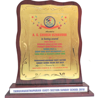 TROPHY FOR GROUP ITEMS IN AG TRIVANDRUM EAST SECTION SUNDAY SCHOOL